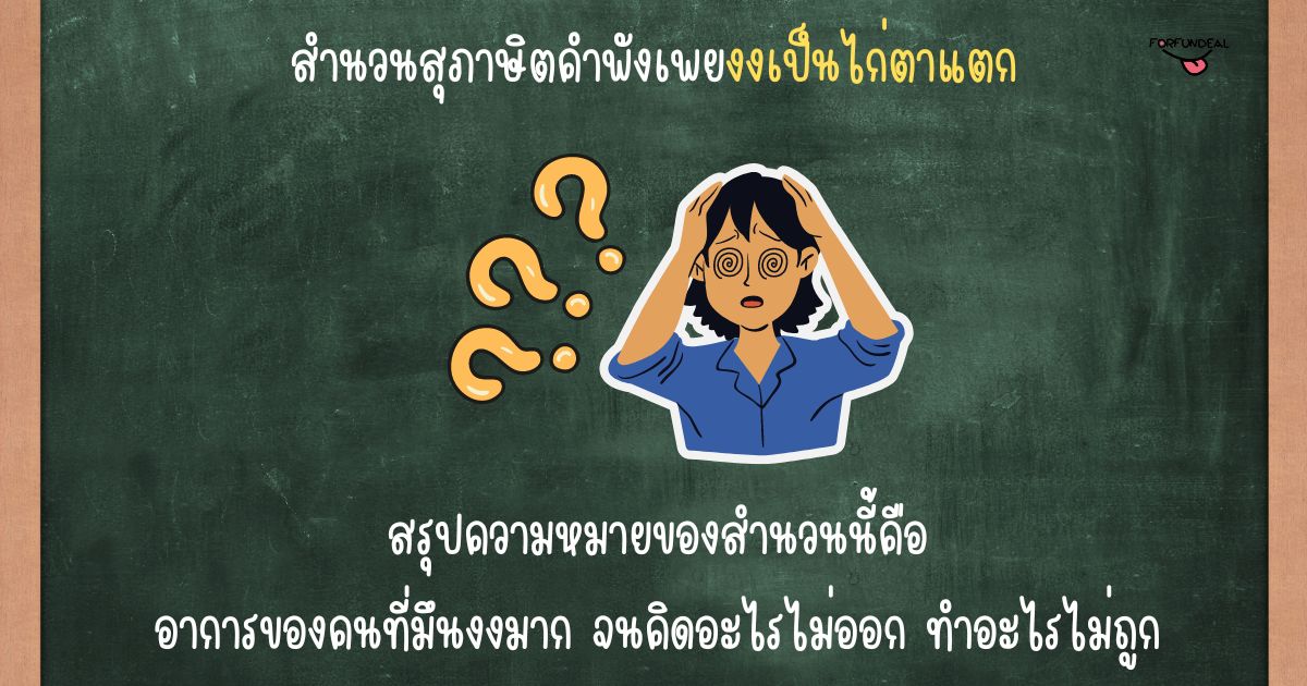 สุภาษิตคำพังเพยงานงงเป็นไก่ตาแตก ความหมาย, รูป, ตัวอย่าง